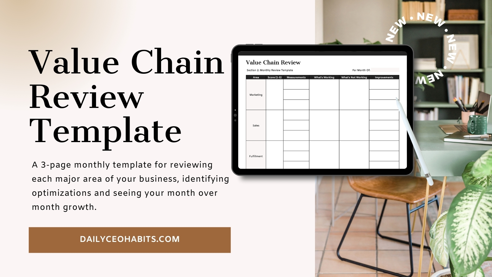 Value Chain Habit Review Template by Daily CEO Habits